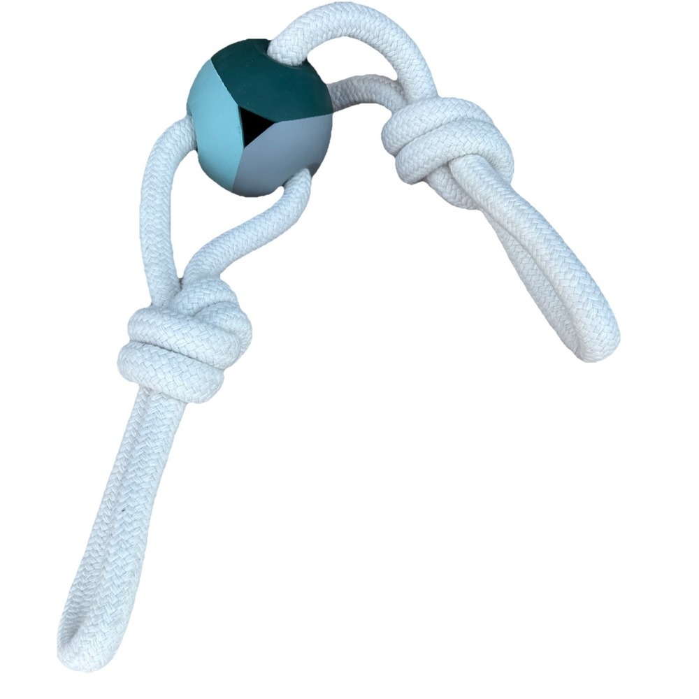 Retriever Extreme Rubber Ball with Rope LARGE/XL Tug Fetch & Chew Dog Toy
